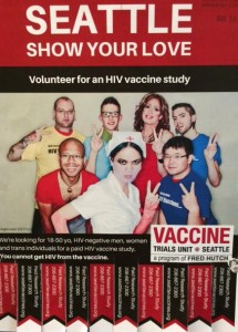 This recruitment flyer from the Vaccine Trials Unit has a clear hierarchy, bold colors, and a call to action.