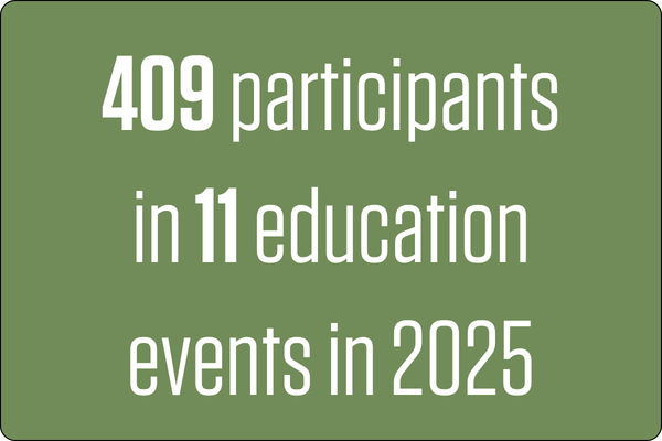 409 participants in 11 educations events in 2025