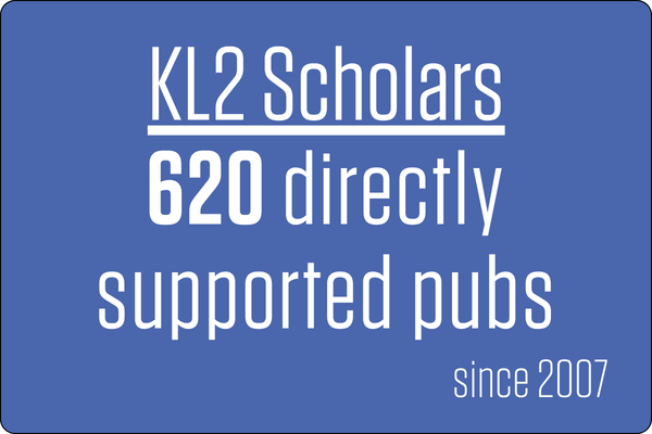KL2 Scholars: 620 directly support pubs since 2007