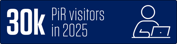30k PiR visitors in 2025, icon of person sitting at table using laptop
