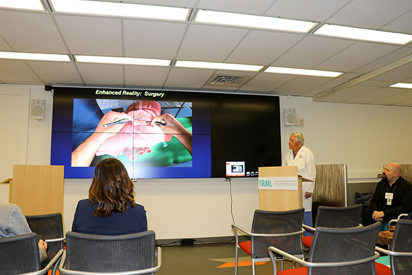 Dr. Edward D. Verrier demonstrates use of virtual reality in training