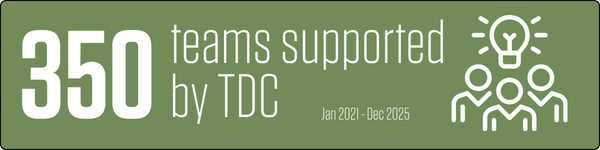 350 Teams Supported by TDC (Jan 2021 - Dec 2025) 350 teams supported by TDC (Jan 2021 - Dec 2025), icon of people standing beneath a shining light bulb