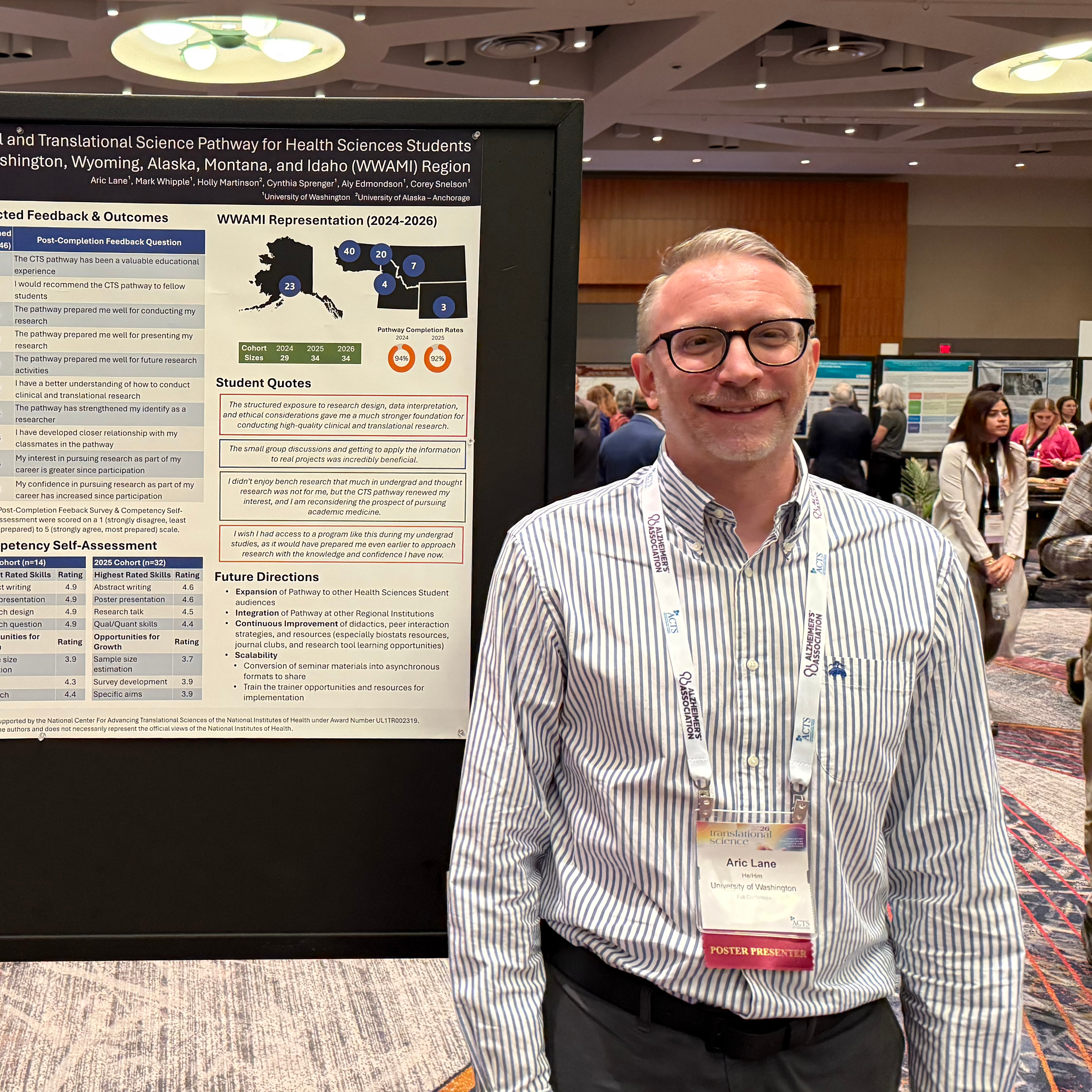 Aric Lane, MPA, ITHS Senior Research Education Specialist: Poster, "Implementation of a Clinical and Translational Research Pathway for Health Sciences Students Across Washington, Wyoming, Alaska, Montana, and Idaho Region"