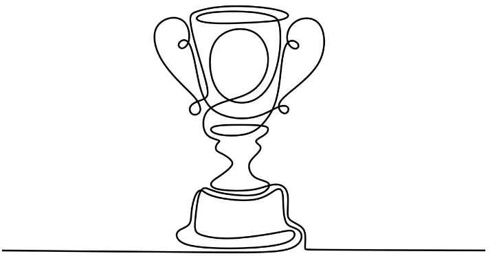 one line drawing of winner trophy