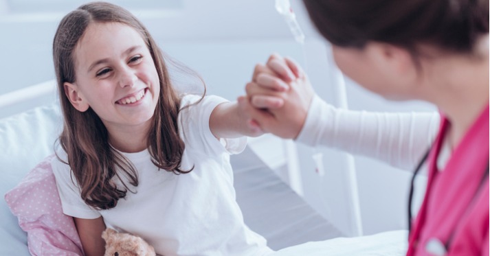 Smiling girl at hospital